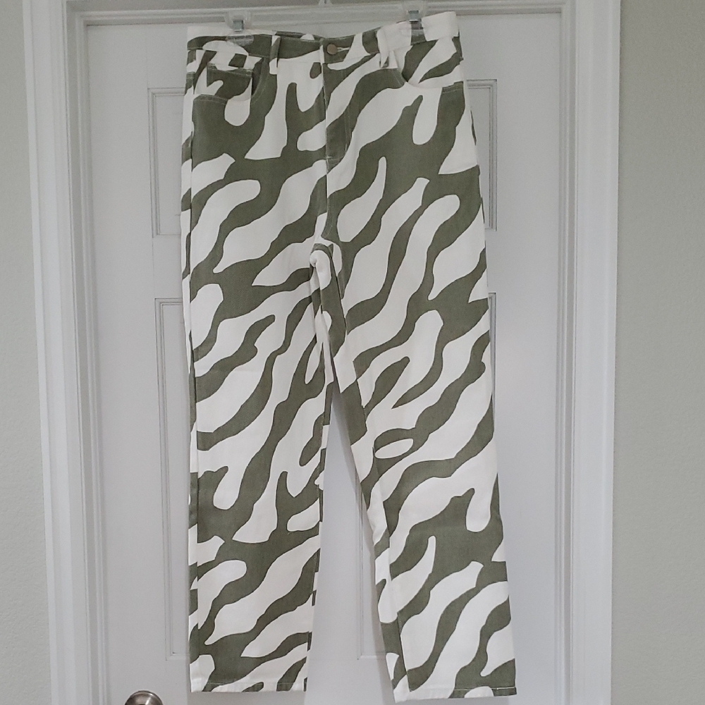 Shein Green/ White Womens Jeans Sz L
